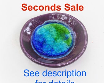 SECONDS SALE !!! - 2 FOR 1 - Butterfly Puddler dish - butterfly feeder - Purple with recycled glass- other color choices available