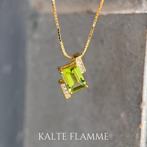 Peridot Pendant – August Birthstone – Natural Gemstone – 925 Silver & 18K Gold Plated – Minimalist Necklace – Gift for Her