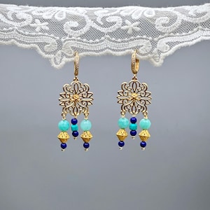 Vintage kleuren oorbellen: gold filled zilver