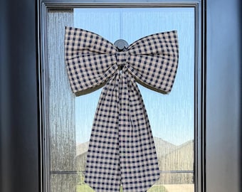 Handmade Plaid Fabric Wreath Bow: Farmhouse Fall Decor