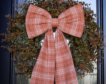 Handmade Plaid Fabric Wreath Bow | Fall Wreath Bow | Fall Front Porch Decor | Fall Wreath