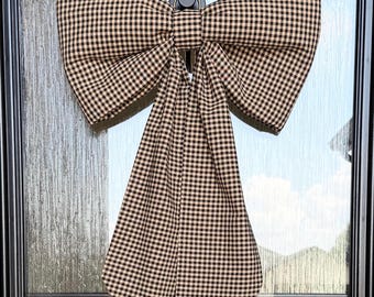 Handmade Gingham Fabric Wreath Bow | Fall Wreath Bow | Fall Front Porch Decor | Fall Wreath