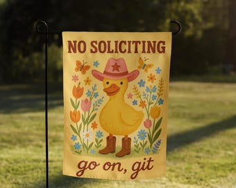 "Lustige ""keine Werbung"" Gartenfahne, keine Werbung, Hofschild, Go Away-Flagge, lustige Yard-Flagge, Enten-Gartenschild, keine Solicitors-Schild, Go On Git."