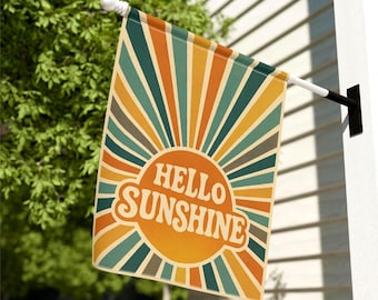 Boho Hello Sunshine Classic Garden Flag, Sunshine Garden Flag, Summer Holiday Outdoor Decoration, Hello Sunshine Yard Sign,Sunshine Yard Art