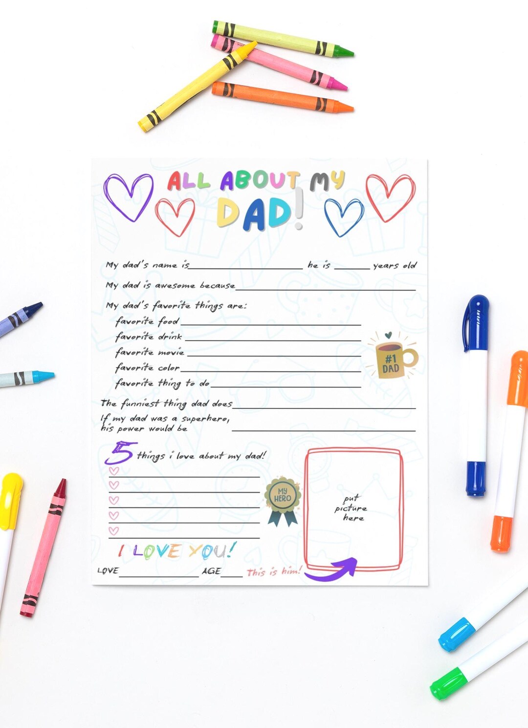 All About My Dad Printable | Father's Day Fillable Gift (digital ...