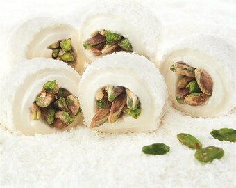 Lokum saray turc à la pistache 500 g | Loukoum fait main aux pistaches d'Antep | Pouf traditionnel Sweet