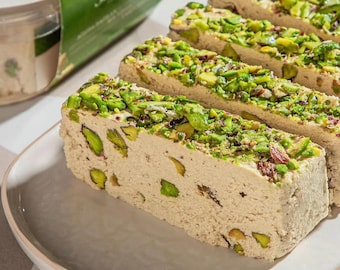 Helva turque à la pistache sans sucre 400 g | Dessert turc fait main de halva | Douceur traditionnelle à la pistache d'Antep