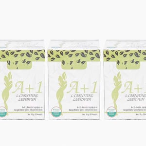 May include: Three white boxes of A+1 L-Carnitine Lepidium supplements. Each box features a green leaf design at the top and a stylized green figure. Text includes "A+1 L-Carnitine Lepidium" and "Herbal Capsule".