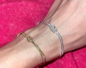 Delicate Knot Bracelet: Gold & Silver Tone Minimalist Friendship Jewelry