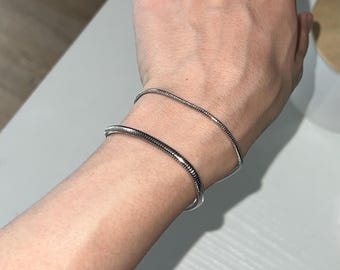 Silver Stainless Steel Men’s Bracelet Set: Minimalist Cord Stack