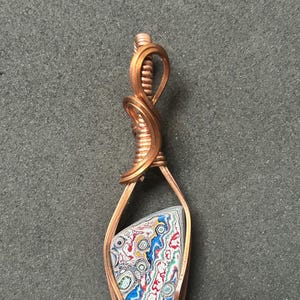 Fordite Wire Wrapped Copper Necklace