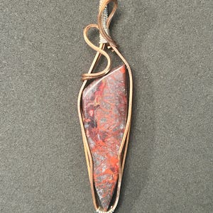 Crazy Lace Agate Crystal Wire Wrapped Copper Necklace