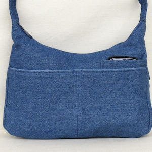 Blue Plain All Denim Handbag 2 types of straps and 3 sizes to choose from by Rita's Handbags