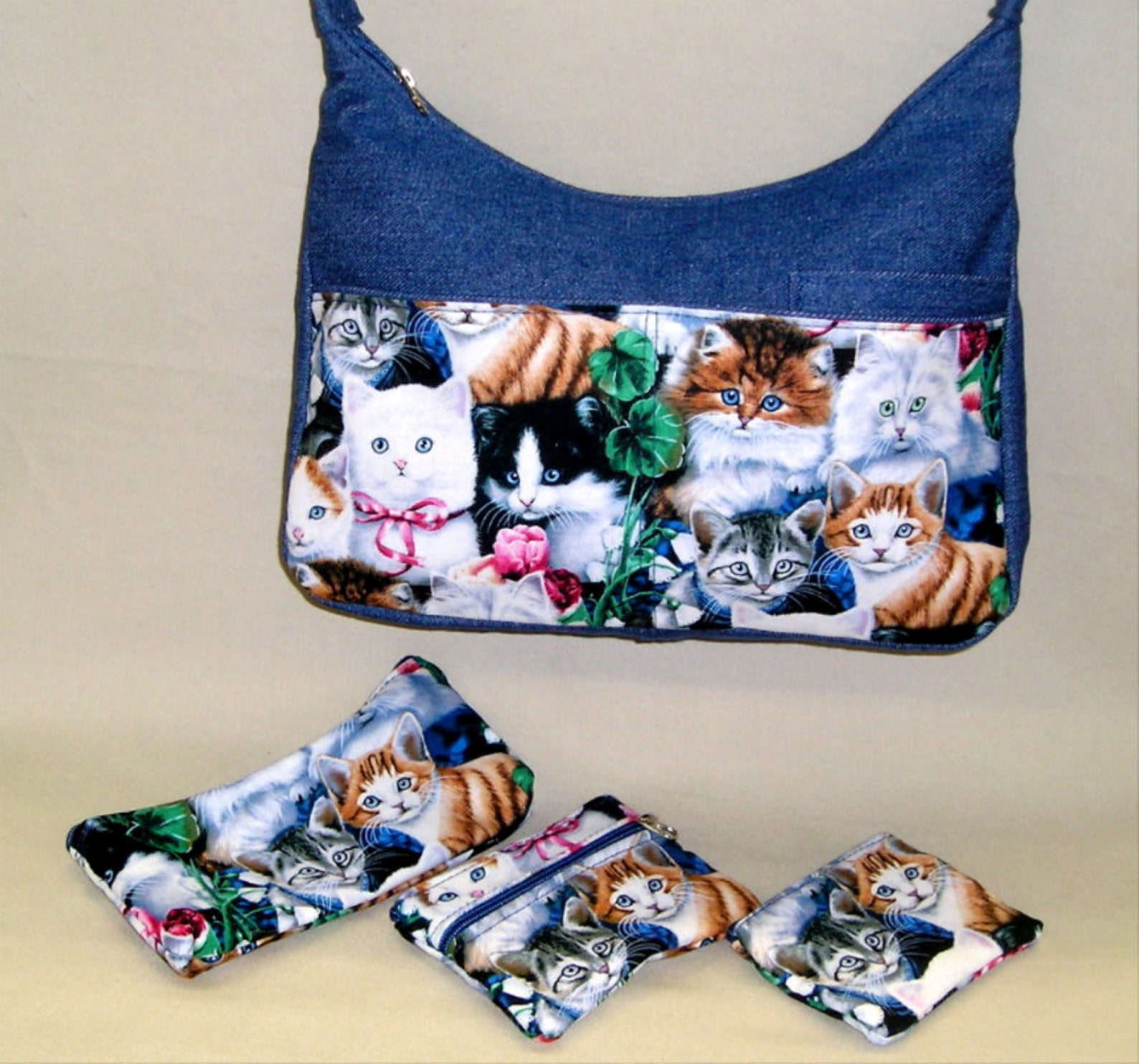 Cats handbag with matching accessories in Medium 2 pockets in Etsy