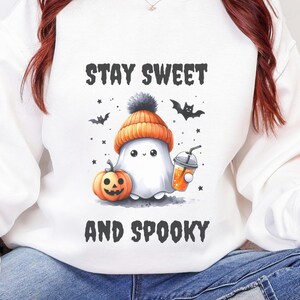 Cozy Halloween Ghost Sweatshirt: Unisex Spooky Crewneck