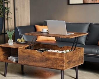 Lift Top Coffee Table, Hidden Storage, Farmhouse Style