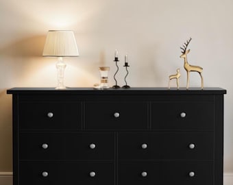 Handmade 7-Drawer Wooden Dresser, Modern TV Stand, Curved Base