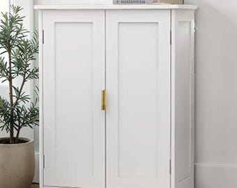 Narrow Freestanding Bathroom Storage Cabinet, Adjustable Shelves, Modern Organizer