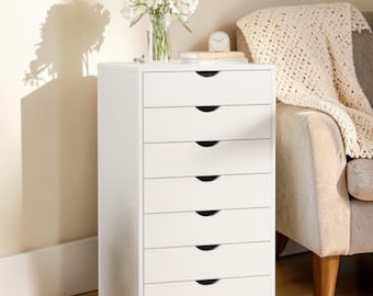 Handmade 7-Drawer Rolling Storage Cabinet, Modern Mobile Chest