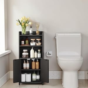 Slim Bathroom Cabinet, Narrow Floor Organizer with Adjustable Shelves