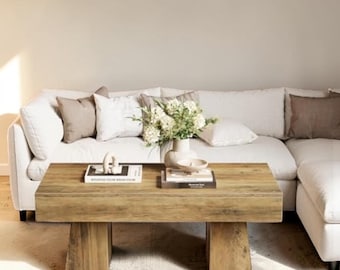 Farmhouse Coffee Table, Rustic Wooden Center Table, Living Room Accent