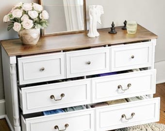 Farmhouse Wooden Dresser Rustic Storage Cabinet Vintage Drawer Chest TV Stand