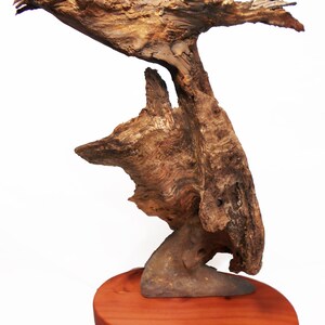 Totem Wood Original Rick Cain Wolf Old Man Raven Fantasy Wood Carving Sculpture image 5