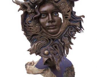 Flare in the Universe Spiritual Woman Wooden Carving Sculpture 2014