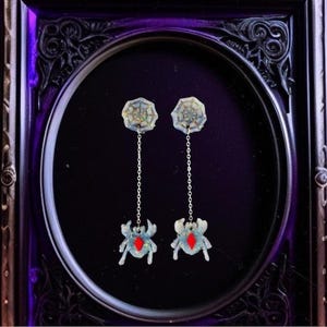 Spiderweb Dangle Earrings, Cobweb Earrings, Halloween Jewelry, Gothic Style Accessories