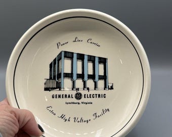 Vintage GE Lynchburg VA Power Line Carrier Dish Ashtray Industrial Electric