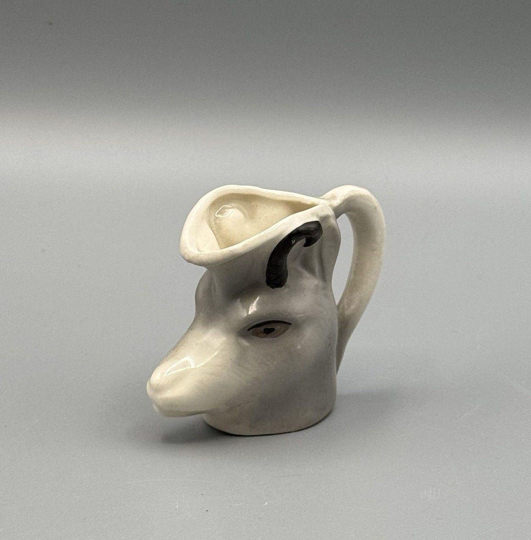 Vintage Czechoslovakia Figural Ram Goat Creamer Toby Style Mini Pitcher ...