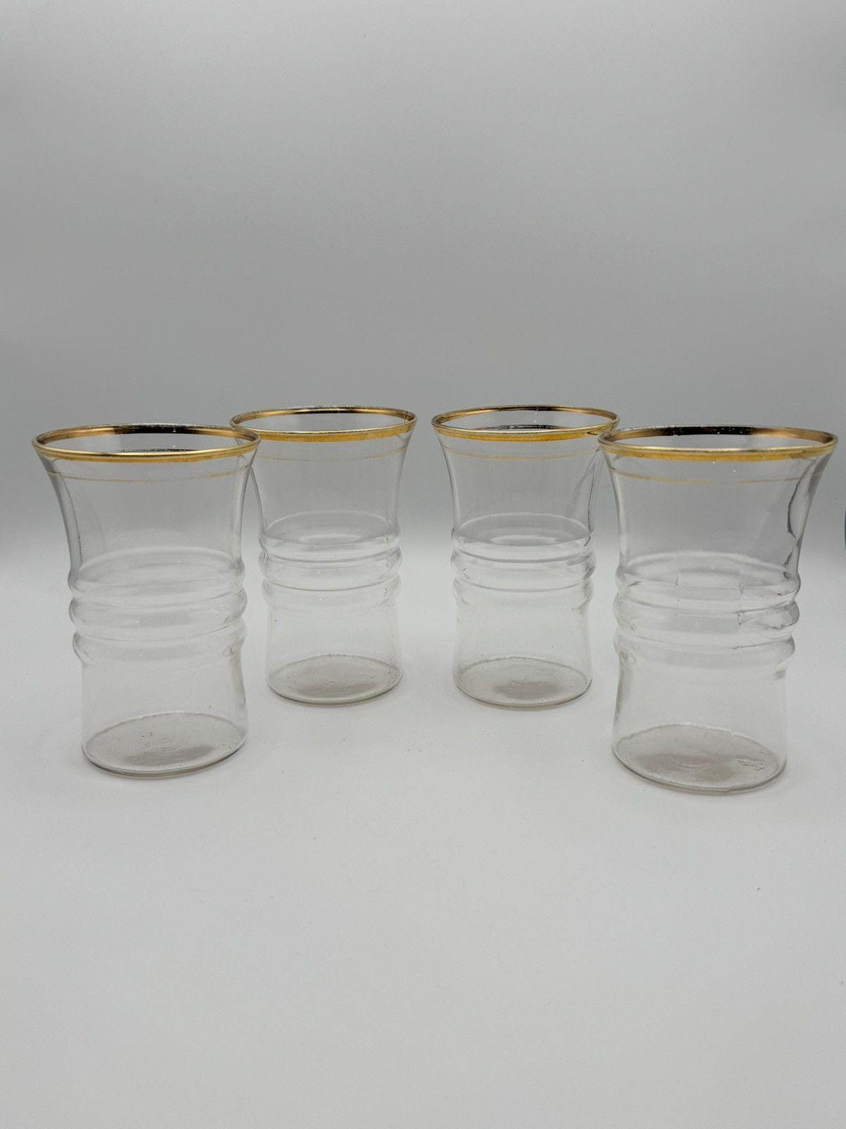 Vintage Anchor Hocking Small Ribbed Tumblers With Double Gold Rim - Set of  4 - Etsy