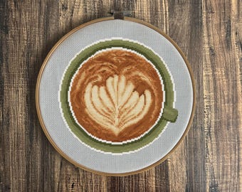 Modèle de point de croix Latte Art : tableau PDF détaillé (téléchargement uniquement)