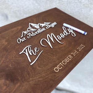 3D Wedding Guest Book Alternative - Our Adventure Awaits Guestbook - Wood 3D Guest Book Sign - Unique Wood Guestbook - Mountain Wedding Sign
