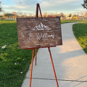 3D Adventure Guest Book, Wedding Welcome Sign Rustic, Personalized Wood Family Name Sign, Just Married Gift, Outdoor Wedding Decor Gift Idea