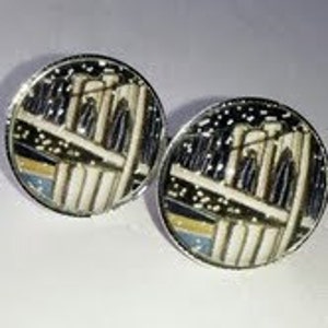 Brooklyn Bridge Cufflinks. Handmade in Brooklyn. Crystal Glass Domes. image 2