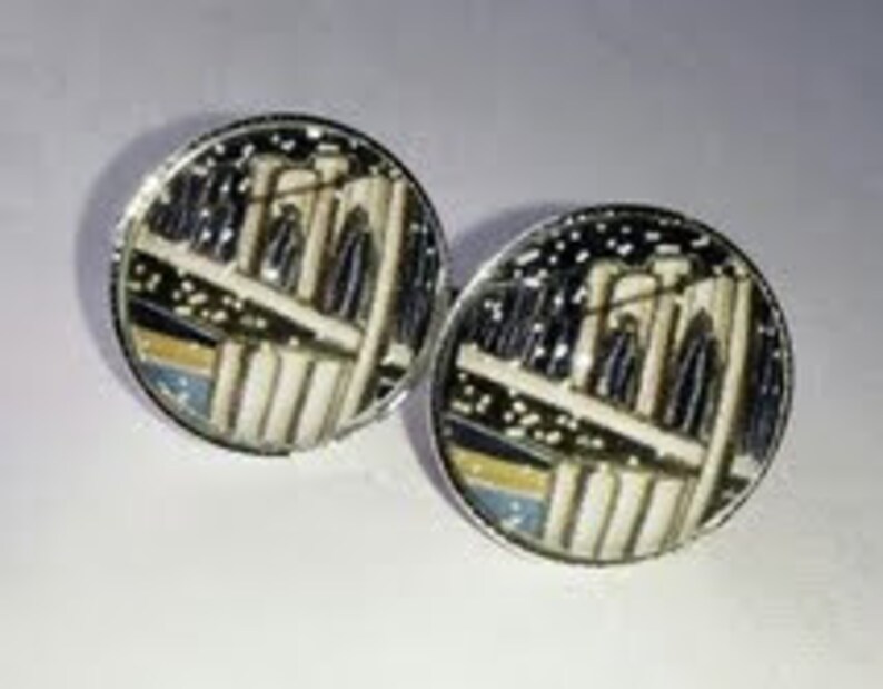 Brooklyn Bridge Cufflinks. Handmade in Brooklyn. Crystal Glass Domes. image 2