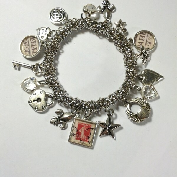 Paris Charm Bracelet Etsy