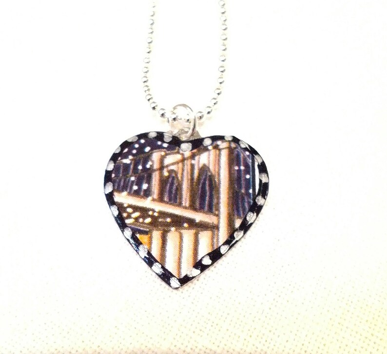 Wishing Well Studio's Brooklyn Bridge Heart Pendant. Etsy