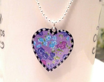 Lovely Lavender  Heart Pendant. Lovingly Handmade in Brooklyn by Wishing Well Studio.