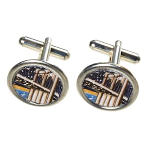 Brooklyn Bridge Cufflinks. Handmade in Brooklyn. Crystal Glass Domes. image 1