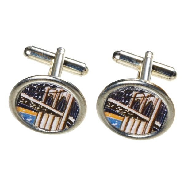 Brooklyn Bridge Cufflinks. Handmade in Brooklyn. Crystal Glass Domes.