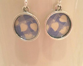 Pale Blue Retro checked earrings