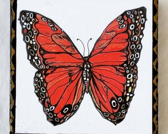 Orange Butterfly Art Panel