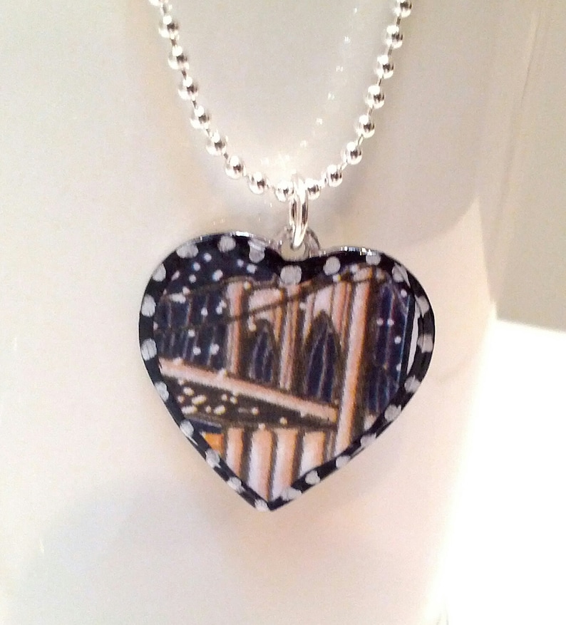Wishing Well Studio's Brooklyn Bridge Heart Pendant. Etsy