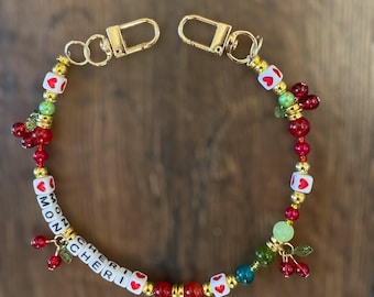 Bag Charms - “Mon Cheri” Handmade Purse Charm featuring cherry themed charms
