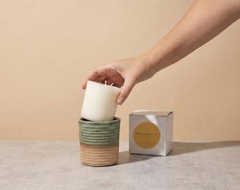 Refillable Scented Soy Candle - Sustainable | Handpoured | Handmade Ceramic Jar | Candle Gift | Non-Toxic & Phthalate-Free | Eco-friendly