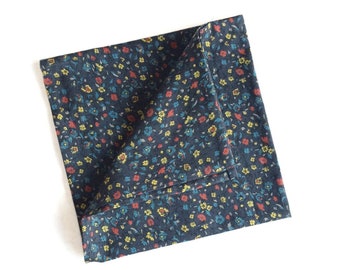 Pip 05 - Blue Red Floral Pocket Square