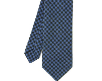 Hunter - Blue Black Gingham Men's Tie, Skinny Tie
