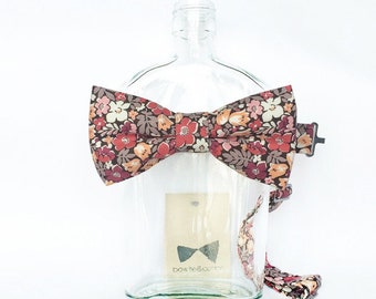 Janis - Peach Orange Floral Men's Bow Tie